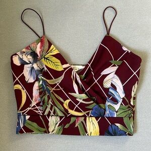 Cropped Floral Burgundy Top